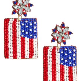 American Flag Beaded Earring