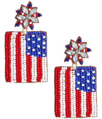 American Flag Beaded Earring