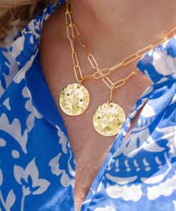 Beach Tag Charm Necklace – 18k Gold Plated