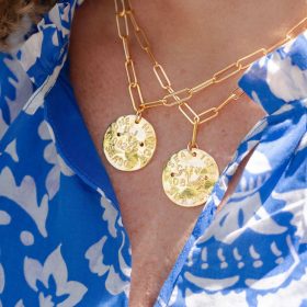 Beach Tag Charm Necklace – 18k Gold Plated
