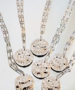 Beach Tag Charm Necklace – Silver - Paper Clip Chain