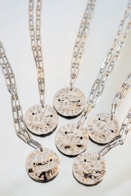 Beach Tag Charm Necklace – Silver - Paper Clip Chain