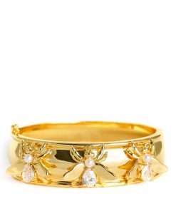 Bee Hinged Cuff - 18k Gold Plated