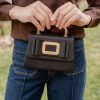 Black Lulu with Gold Bamboo Handle - Black Flat Bow with Gold Buckle