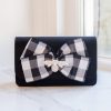 Black Ruby Suede - Black and White Plaid Bow- Small RS Bee