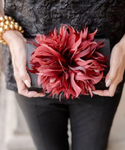 Black Scallop Ruby - Feather Clutch