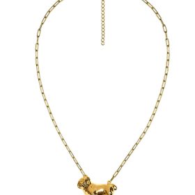 Bulldog Body - 3D Gold Charm Necklace - 18k Gold Plated - Paperclip Chain