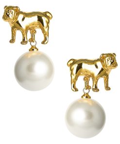Bulldog Drop Stud Earring - 18k Gold Plated