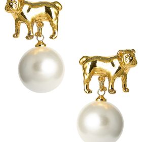 Bulldog Drop Stud Earring - 18k Gold Plated