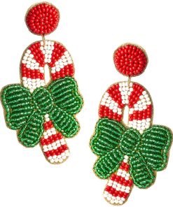 Candy Cane Beaded Earring