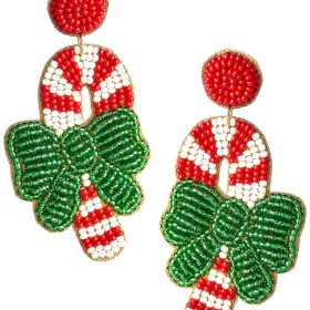 Candy Cane Beaded Earring