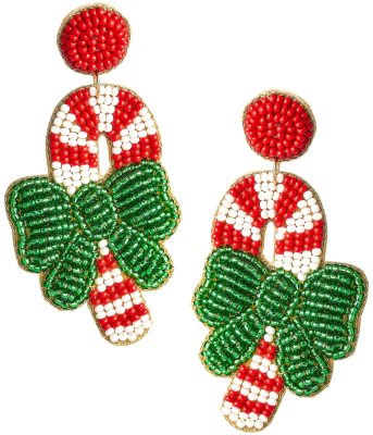 Candy Cane Beaded Earring
