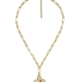 Jamie Clover Necklace- PaperClip Chain- 18k Plated