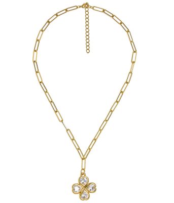 Jamie Clover Necklace- PaperClip Chain- 18k Plated