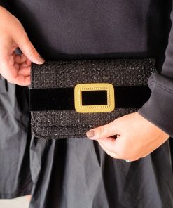 Coco Clutch - Black Velvet Band with Gold Buckle
