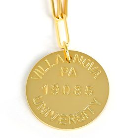 Villanova Tag Charm Necklace - 18k Gold Plated Paper Clip Chain