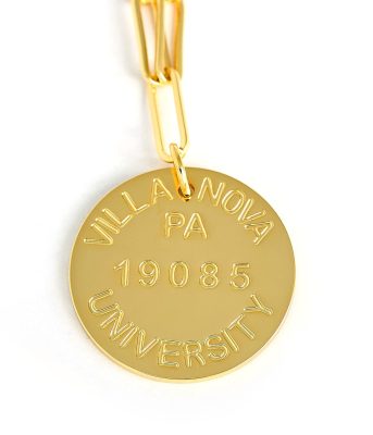 Villanova Tag Charm Necklace - 18k Gold Plated Paper Clip Chain