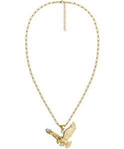 Eagle Paper Clip Chain Necklace - 18k Gold Plated