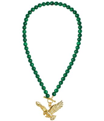 Eagles Green Malachite Beaded Necklace - 18k Gold Plated