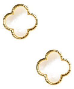 Elle- Clover Mother of Pearl Stud Earring - 18k Gold Plated-Darby Clark Collection