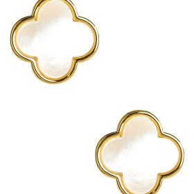 Elle- Clover Mother of Pearl Stud Earring - 18k Gold Plated-Darby Clark Collection