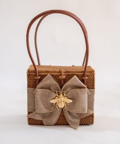 Emory - Linen Fluffy Bow and Charm