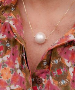 Evie - 14mm Cotton Pearl Necklace - 18k Gold Plated