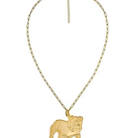 Extra Large Flat Bulldog Charm Necklace - 18k Gold Plated