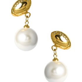 Football - Pearl Drop Stud Earring - 18k Gold Plated