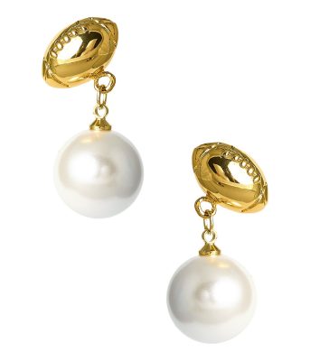 Football - Pearl Drop Stud Earring - 18k Gold Plated