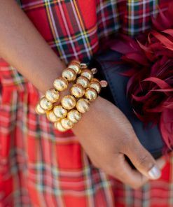 Georgia Beaded Bracelet Stack  - 3 - 14mm All Gold Bracelets