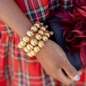 Georgia Beaded Bracelet Stack  - 3 - 14mm All Gold Bracelets