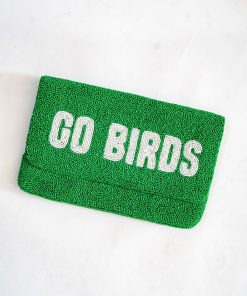GO BIRDS -  Green  Beaded Clutch