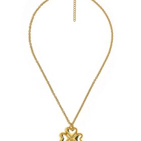 Puffy Shamrock Necklace with gold chain - 18k Plated Necklace