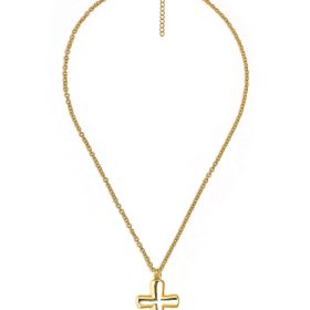 Puffy Cross Necklace with gold chain - 18k Plated Necklace