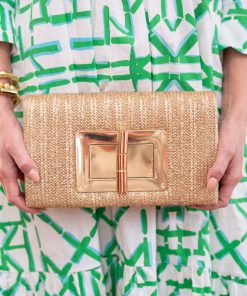 Gold Lillian Straw Clutch