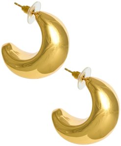 Goldie - Hollow Puffy 18k Gold Plated Hoop Earring  - Meeghan Mullin Collection
