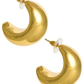 Goldie - Hollow Puffy 18k Gold Plated Hoop Earring  - Meeghan Mullin Collection