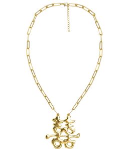 Happy Charm Necklace - Paper Clip Chain - 18k Plated