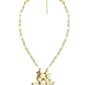 Happy Charm Necklace - Paper Clip Chain - 18k Plated