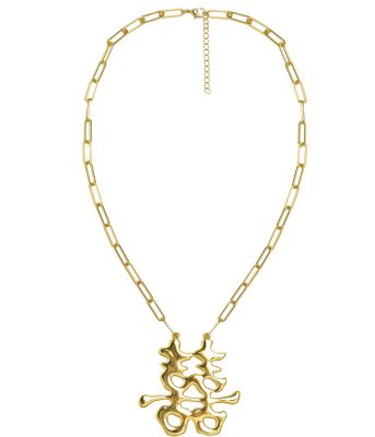 Happy Charm Necklace - Paper Clip Chain - 18k Plated