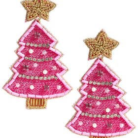 Hot Pink Christmas Tree - Earring