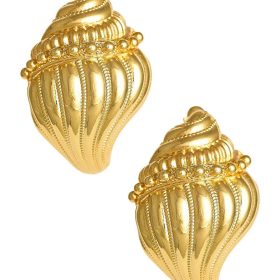 James Conch Shell Earring - 18k Plated Gold - Belle of the Ball Collection
