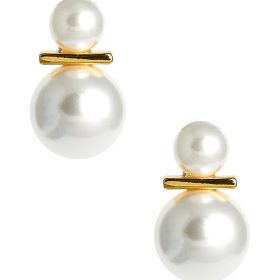 James Stud Earrings - Pearl- 18k Gold Plated - Kristin Kennedy Collection