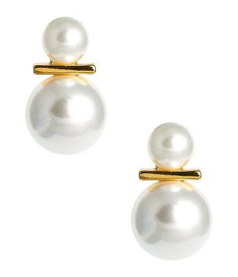 James Stud Earrings - Pearl- 18k Gold Plated - Kristin Kennedy Collection