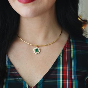 Kelly- Emerald Collar Necklace- 18k Gold Plated - Belle of the Ball Collection