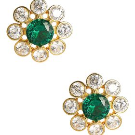Kelly- Emerald  Stud Earrings- 18k Gold Plated - Belle of the Ball Collection