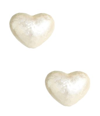 Lainey Heart - Cotton Pearl Studs - 18k Gold Plated