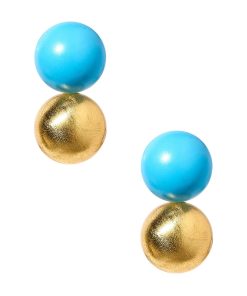 Large Belle Stud - Brushed Gold & Turquoise - 18k Gold Plated - Belle of the Ball Collection