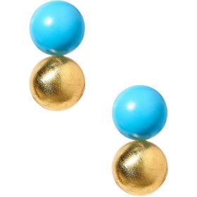 Large Belle Stud - Brushed Gold & Turquoise - 18k Gold Plated - Belle of the Ball Collection